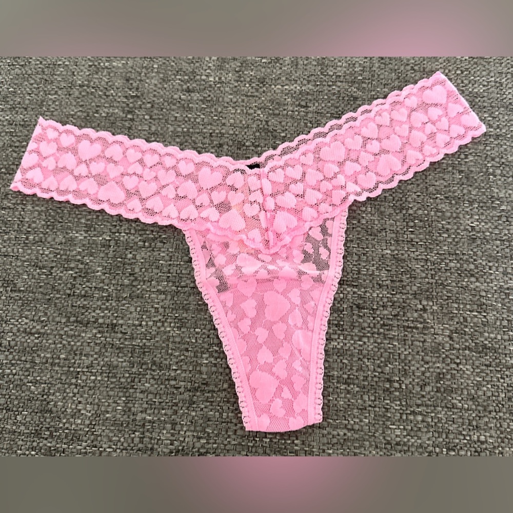 Victoria’s Secret Pink Lace Heart-Pattern Thong - Women Intimates